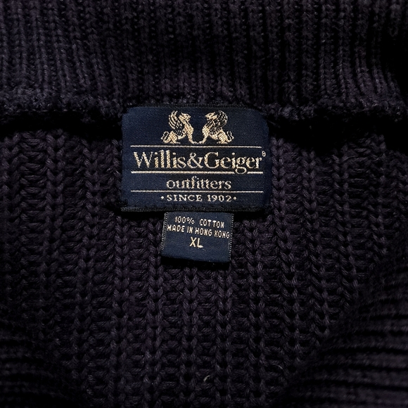 Willis & Geiger Navy Blue Sweater Mens XL 100% Heavyweight Cotton Roomy GUC! - Picture 9 of 14